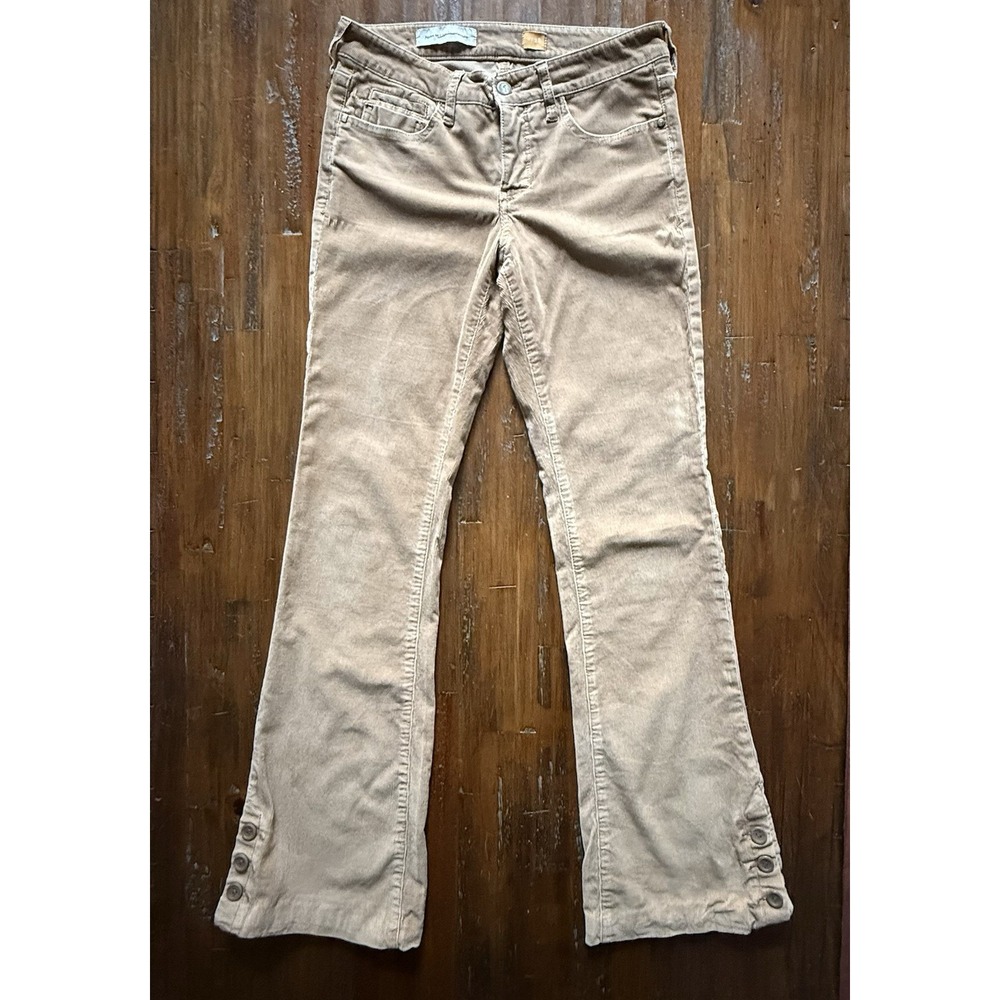 Pilcro and the Letterpress Corduroy Flare Button Ankle Pants Tan Size 28